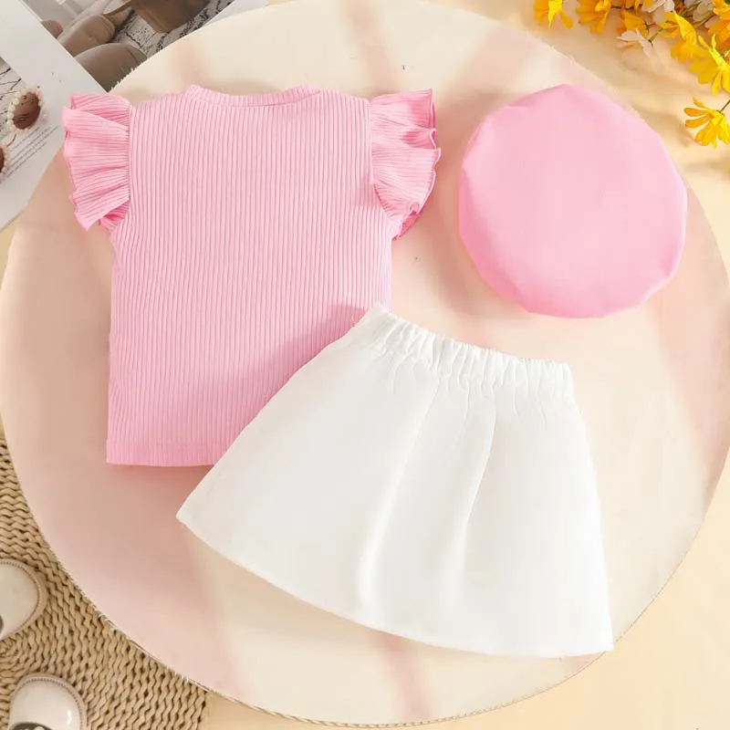 Baby Clothing for Infants Toddler Girls 1-3 Years Fashion Summer Floral Sleeveless Tops+Bow-Tie Skirts Hats Baby Girl Outfits