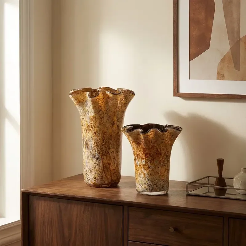 Medieval Bohemian Handmade Glazed Vase Decorative Ornament High End Niche Living Room Entrance Abstract Art