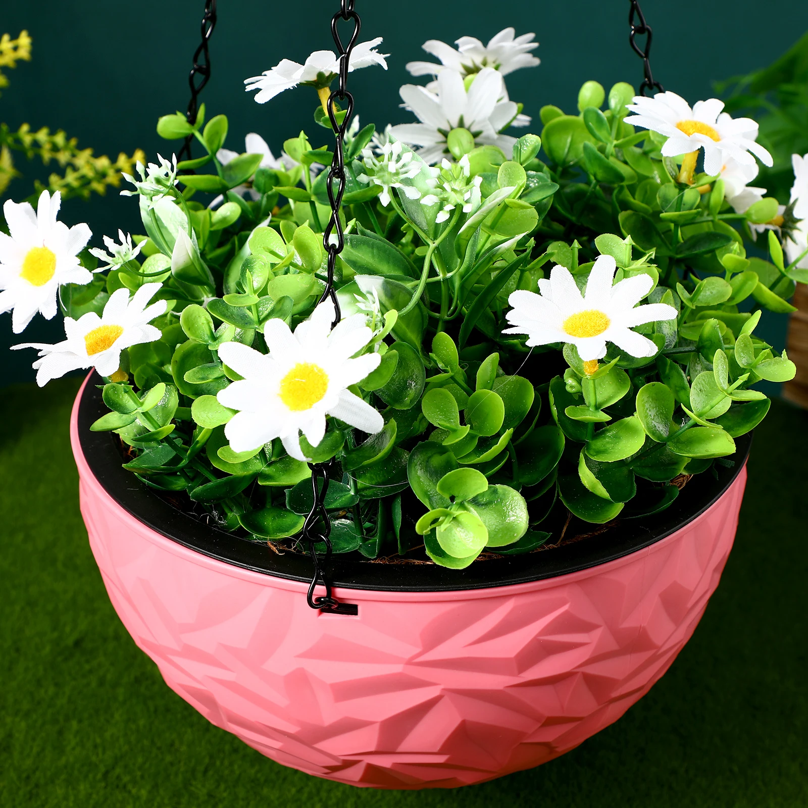 

1pc Hanging Plastic Flowerpot Premium Durable Balcony Suspension Planter Container Green Plant Pot Storage Adornment