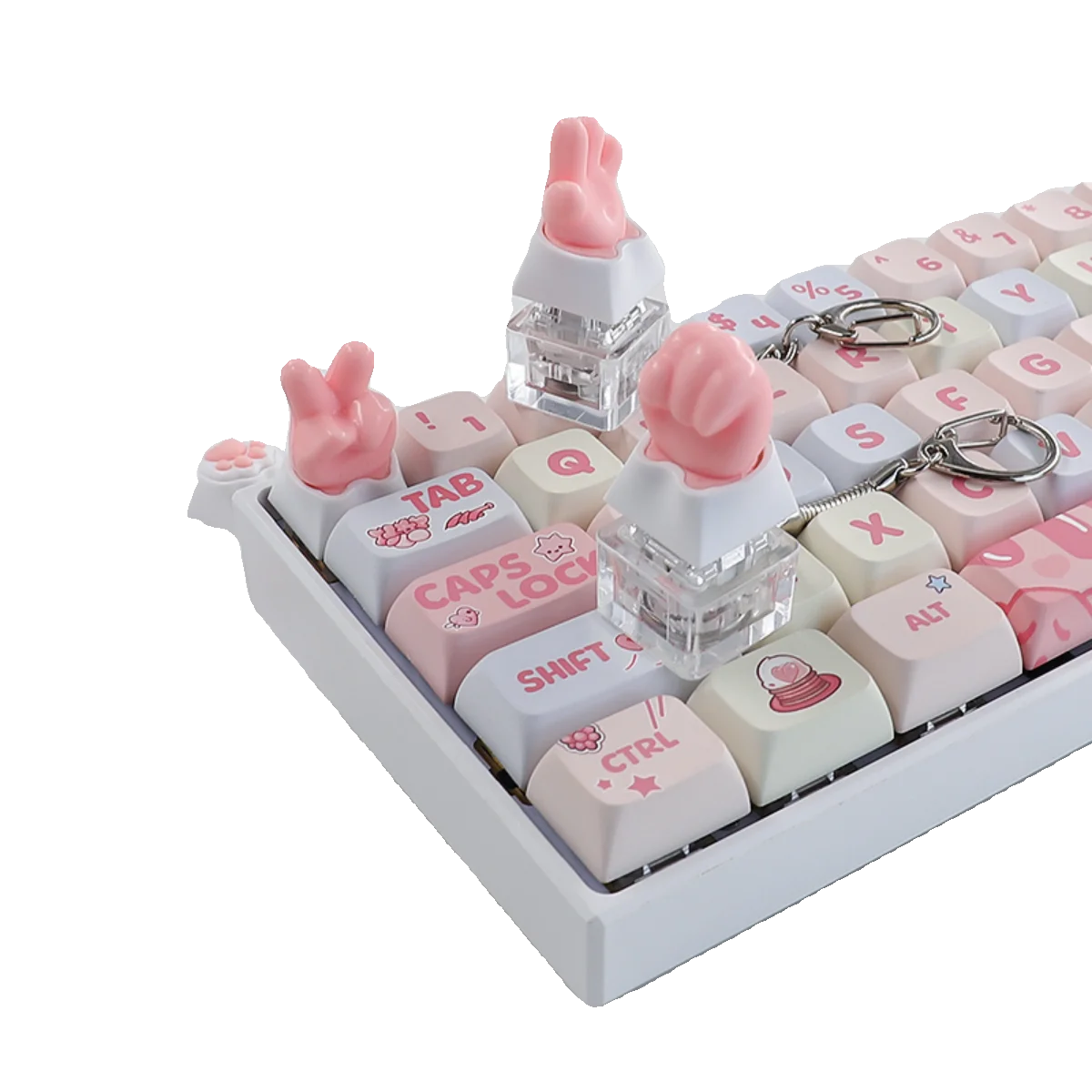 Penutup tombol keyboard silikon lembut imut warna pink untuk perempuan, penutup tombol kucing kain rock scissors, alas mouse logitech mx ergo, penutup tombol kunci.