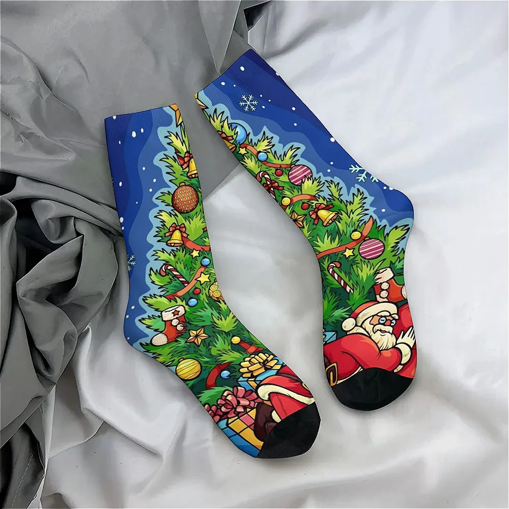 

Бесшовные носки для рождественской елки с забавными принтами — дышащая смесь полиэстера, идеальная идея для подарка, один размер
