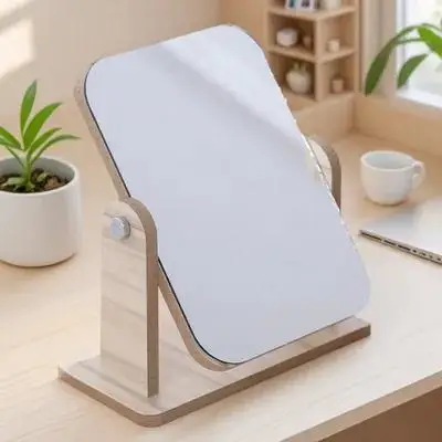 مرآة مكياج شفافة مصقولة لسطح المكتب للنساء، ديكور خزانة الملابس، مرآة دوارة على الوجهين للمنزل