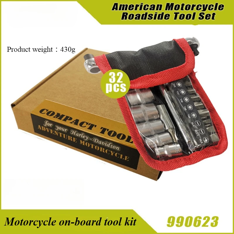 

32 шт., набор инструментов для ремонта мотоциклов, дорожные инструменты для мотоциклов, компактные для Harley Davidson и американских мотоциклов
