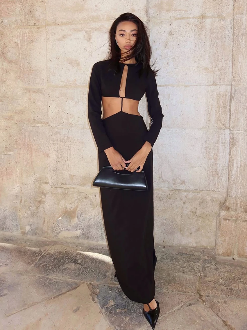 

Marthaqiqi Autumn Women'S Nightwear O-Neck Sleepwear Lace Up Nightgowns Long Sleeve Show Waist Pajamas Ladies Ankle-Length Dress