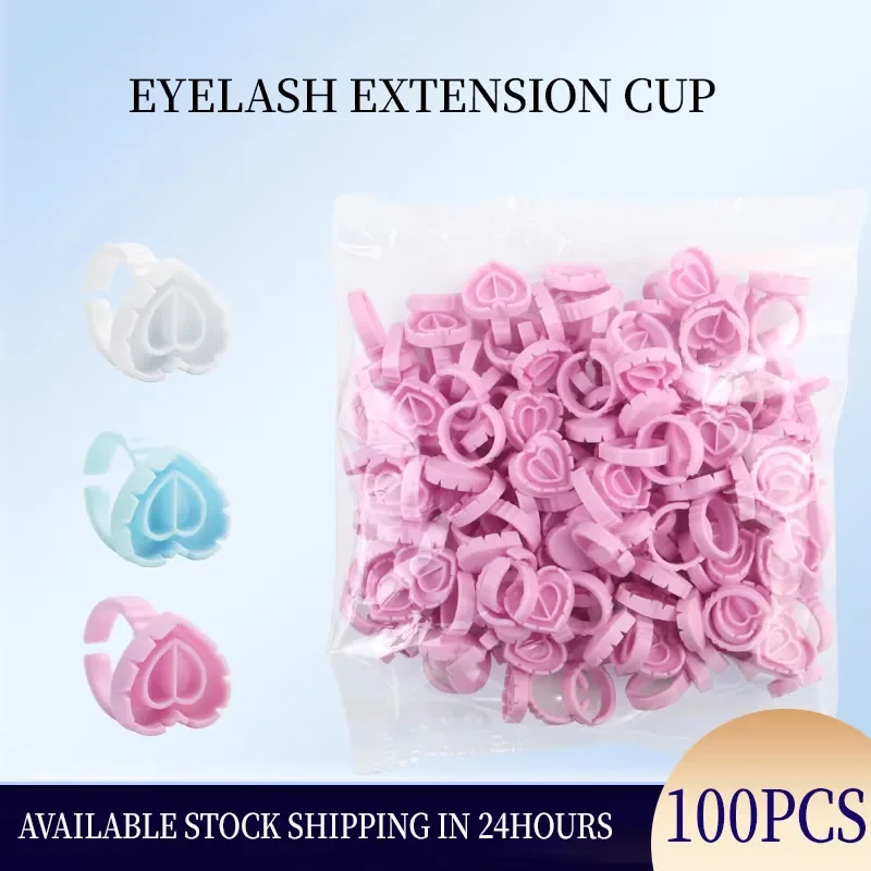 

100pcs Heart-shaped Eyebrow Tattoo Pigment Ink Ring Caps Holder Grafting Lashes Microblading Permanent Makup Tattoo Supplies