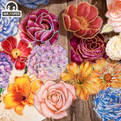 Mr. Paper 8 Styles 10pcs/bag Vintage Plant Stickers Fresh Creative Flowers Roses Hand Account Decoration Stationery Stickers