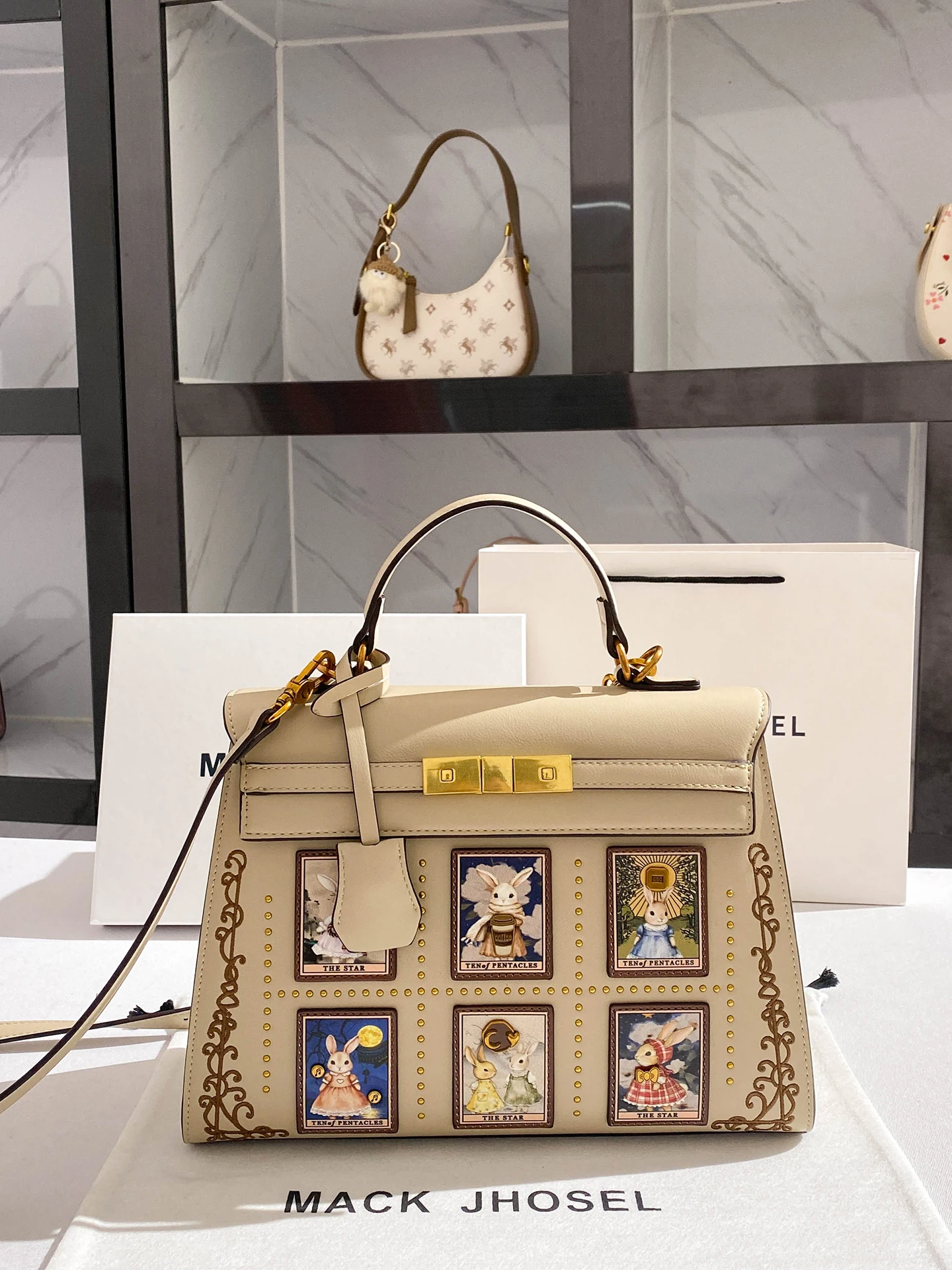 Luxury and Original Designer Bags with Lovely Rabbit Printing and Embroidery Women Fashion and Large Capacity Shoulder Tote Bag