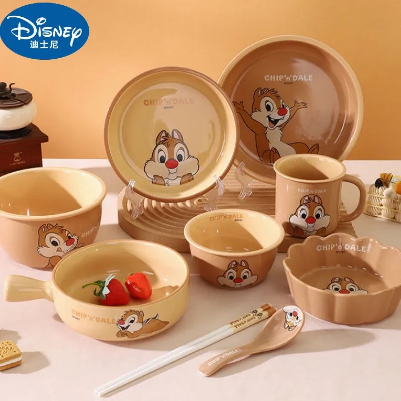 Disney Chichiti Ceramic Lace Bowl Cute High Beauty Home Supplies Breakfast Salad Bowl Ceramic Noodle Bowl Chopstick Holiday Gift