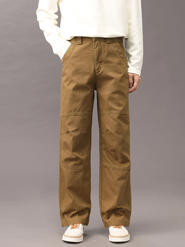 

Retro American Workwear Jeans Men's Loose Straight Leg Logging Outdoor Casual Pants Cotton Wear Resistant mid Waist Zipper