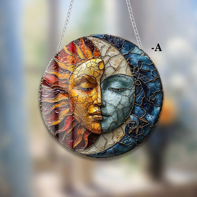 

Yin Yang Yin Yang Sun Moon Muse Painted Disc Chain Pendant Window Decoration Porch Listing Pendant Decoration
