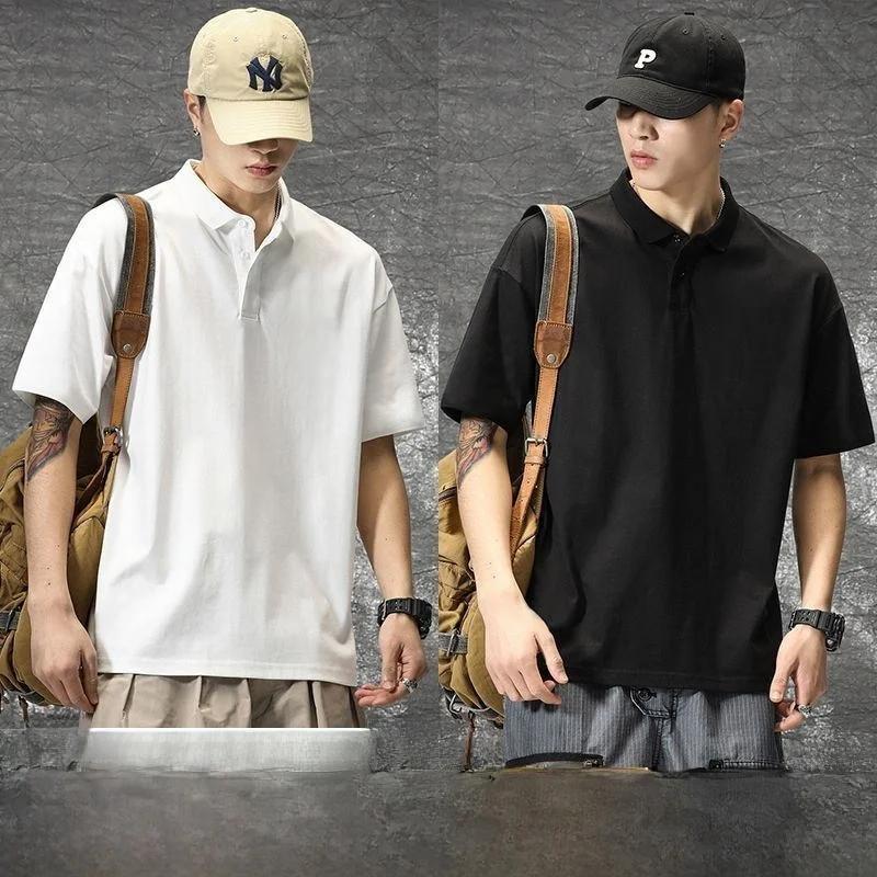 Embroidered Slim Fit Short Sleeve  Shirt Men's Summer Turn-down Collar Breathable Half Sleeve Thermal Regulation T-shirt