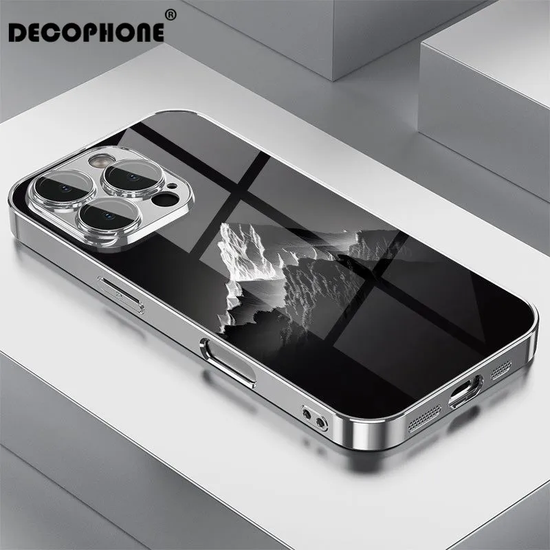 Minimalistisches Bergmuster Luxus-Schutzglas-Handyhülle für Xiaomi 12/14T5G/14TPRO5G/15T5G/15TPRO5G/17/17PRO/17PROMAX