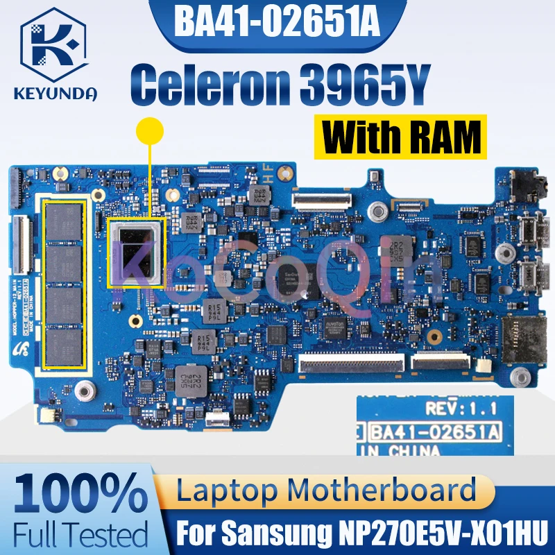 For Sansung NP270E5V-X01HU Notebook Mainboard BA41-02651A SR3GG Celeron 3965Y BA92-18806B Laptop Motherboard Test