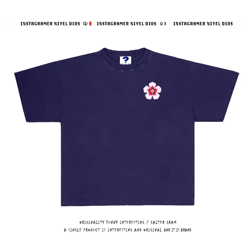 

Рекомендуемые товары высокого качества! Футболка из 100% хлопка с простым цветочным принтом, креативная, стильная, универсальная, для школы, с круглым вырезом и коротким рукавом, 250 г