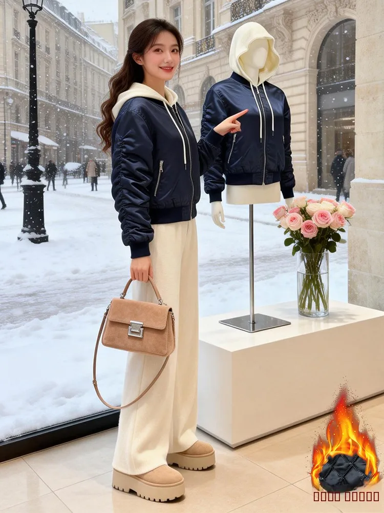 

Faionable Slimming Loose ort Jaet Women's Winter New Arrival Fce Warm down Cotton Coat Commute Sle Thiened Zipper