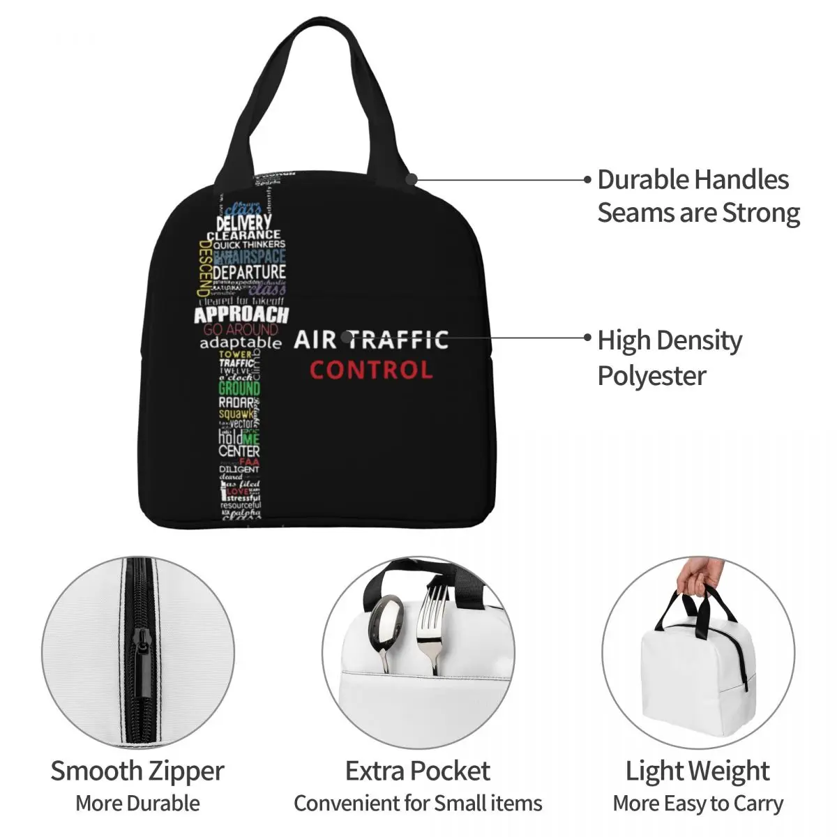 Air Traffic Controller Insulated Lunch Bag Cooler Bag Lunch Container Pilot Airplane Aviation Plane Fighter Tote Lunch Box