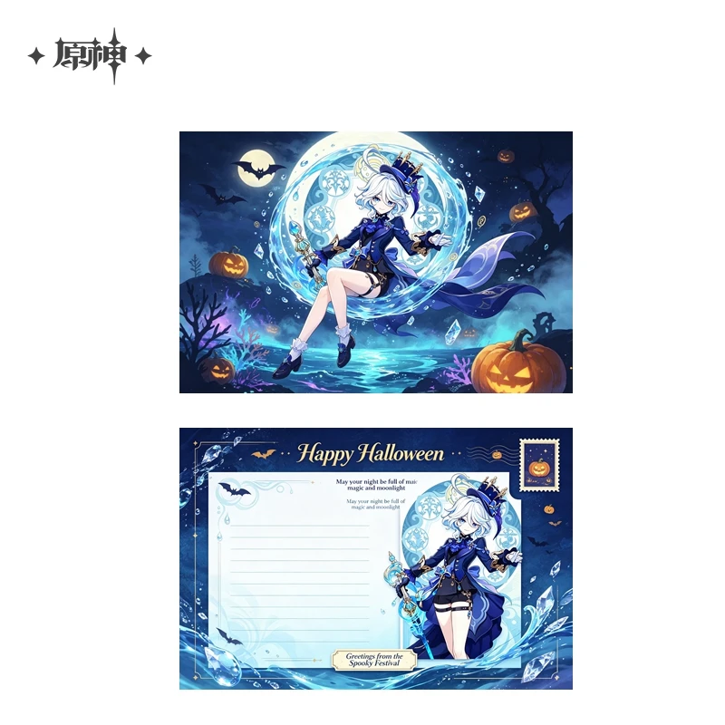Spiel Genshin Impact Wanderer Xiao ZhongLi Furina Tartaglia Cosplay Halloween-Postkarten und Grußkarten Halloween-Geschenke – Detail 5