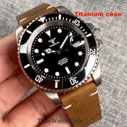 Tandorio Titan automatische Taucher uhr für Männer 40mm 20atm nh35 pt5000 Modell Saphirglas Datum 200m wasserdichtes Rindsleder armband