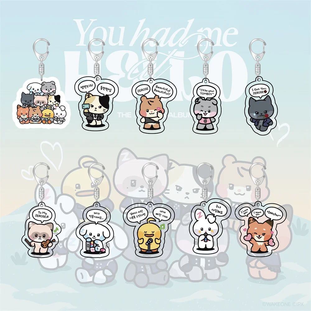 Kpop ZB1 portachiavi ZERONI Cartoon Cute acrilico ciondolo 5.5CM accessori per borse portachiavi ZEROBASEONE ZhangHao KimGyuVin Fans Gift