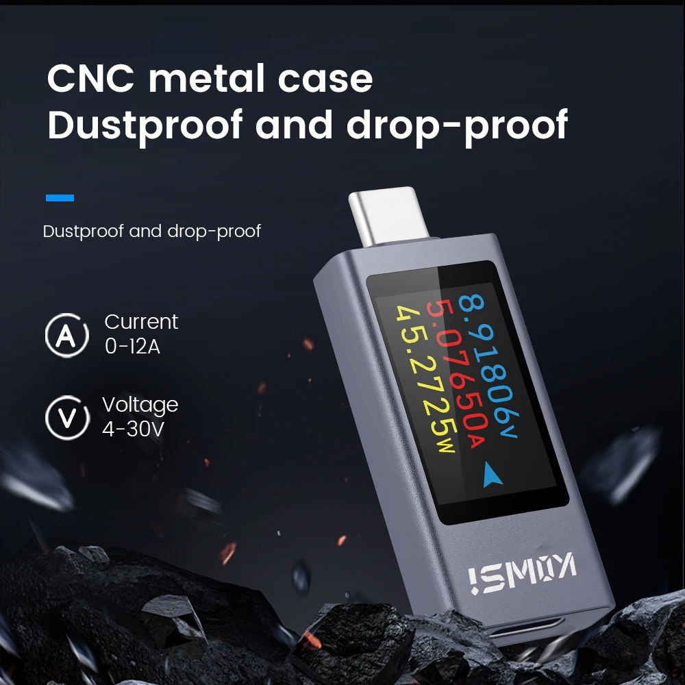 Type-c Multi-function Digital Display DC Voltage Ammeter Power Meter Cell Phone Charging Tester DC 4-30V KWS-2301C KWS-2303C