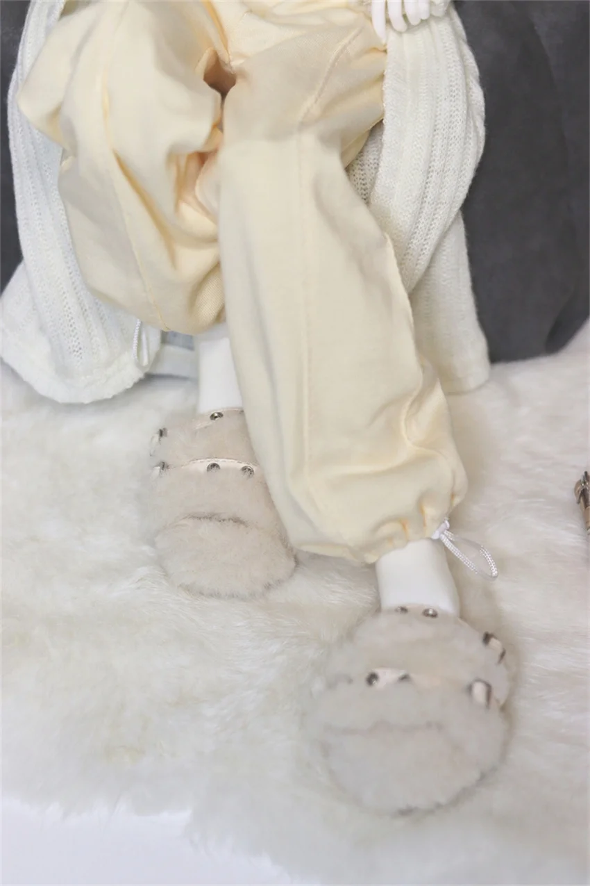 

Игрушечная обувь для куклы BJD, меховые тапочки на плоской подошве, мягкая обувь для девочек 1/3 1/4, медведь, сестра, белая заклепка, пряжка, подарки, аксессуары для кукол