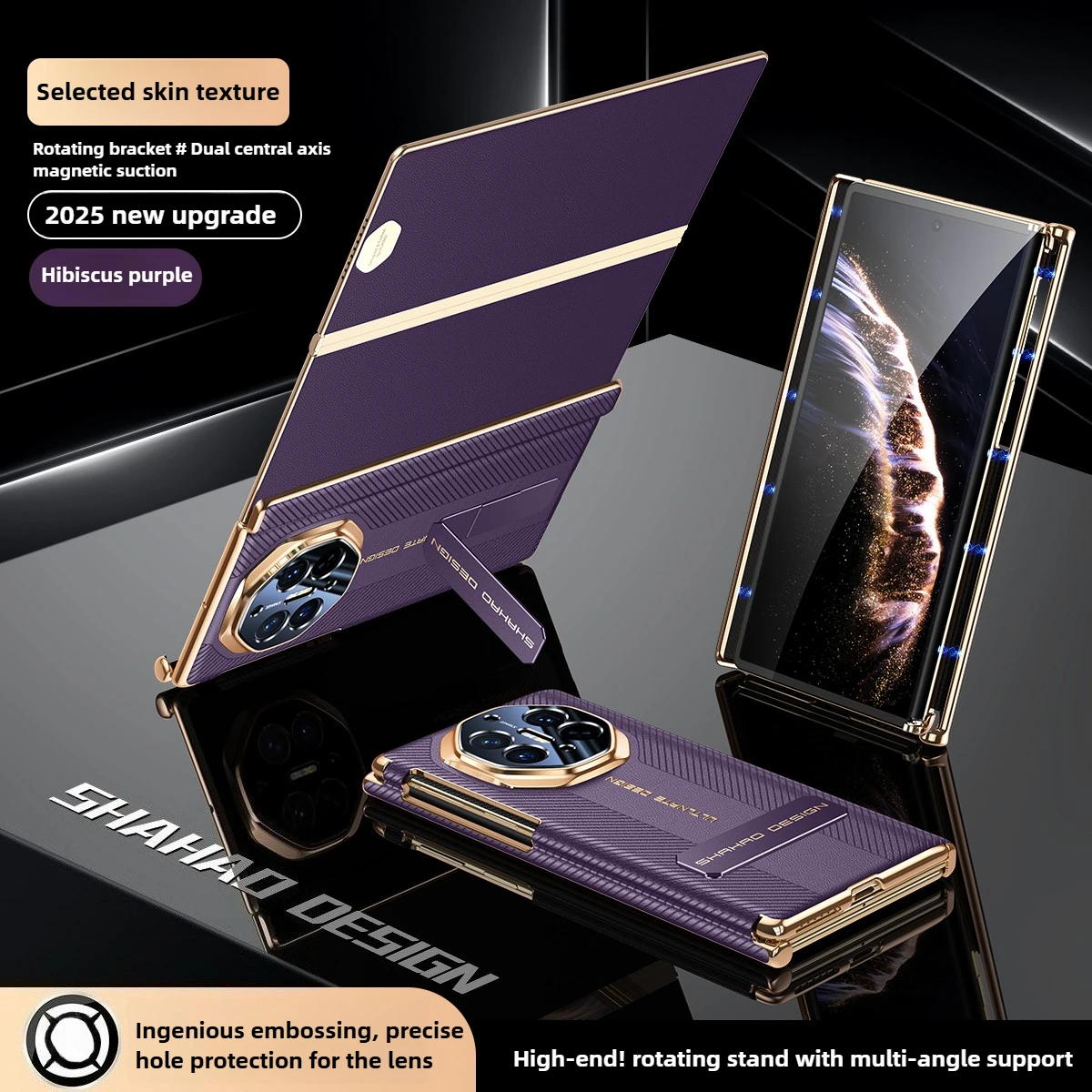 

[Double Center Axis Protection] for Huawei Mate XTs Case Magnetic Center Axis Official Leather Texture with Stand Mate XT Case