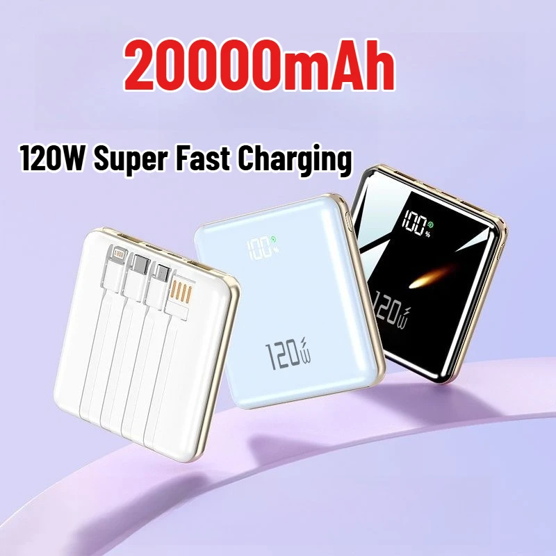 

CCC Certified 20000mAh Power Bank 120W Super Fast Charging with Four Cables Ultra-Thin Mini and Portable