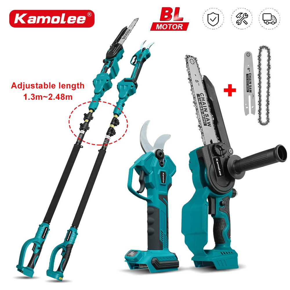 Kamolee 2.5 meter extension pole suitable for electric scissor rechargeable chain saw 6-inch/8-inch hand saw