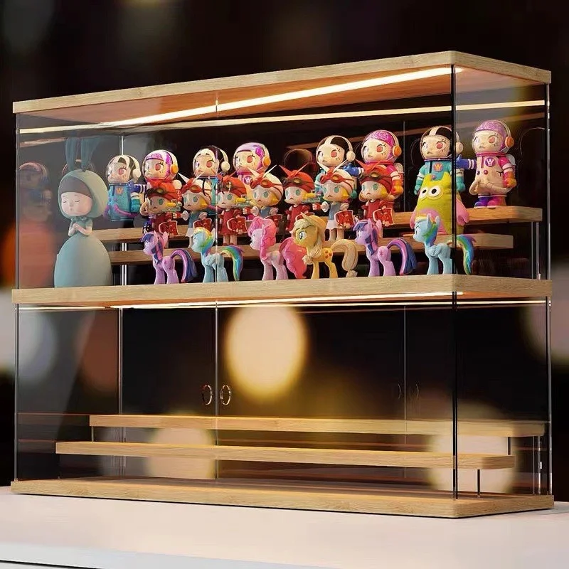 

Acrylic Storage Box Display Case Transparent Figure Doll Storage Organizer Stand Bubble Mat Living Room Desktop Organizer