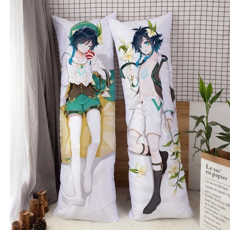 Genshin Impact Venti Dakimakura Double-sided Bedding Anime Pillowcase Hugging Fullbody Long Pillow Cover Cosplay Dakimakura