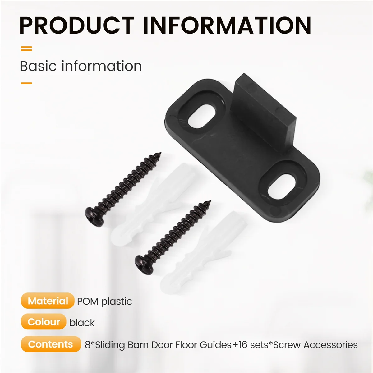 RIRI 8 Pieces Sliding Barn Door Floor Guides Closet Door Guides Hardware Plastic Simple Floor Wall Mounted Bottom Track Guide