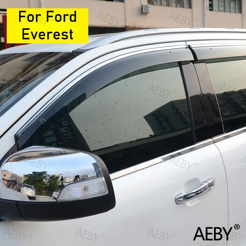 AEBY For Ford Everest 2015-2021 Anti-scratch window visor stainless steel rain cover,sun visor,Stainless steel bright strip