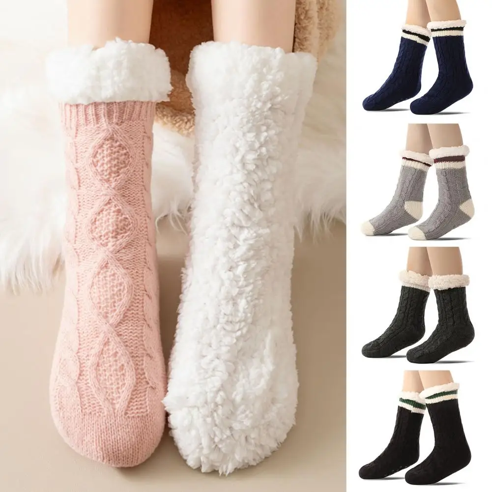 

Silicone Bottom Socks Cozy Ultra-thick Cashmere Slipper Socks for Women Elderly Non-slip Winter Home Socks Soft Sleeping