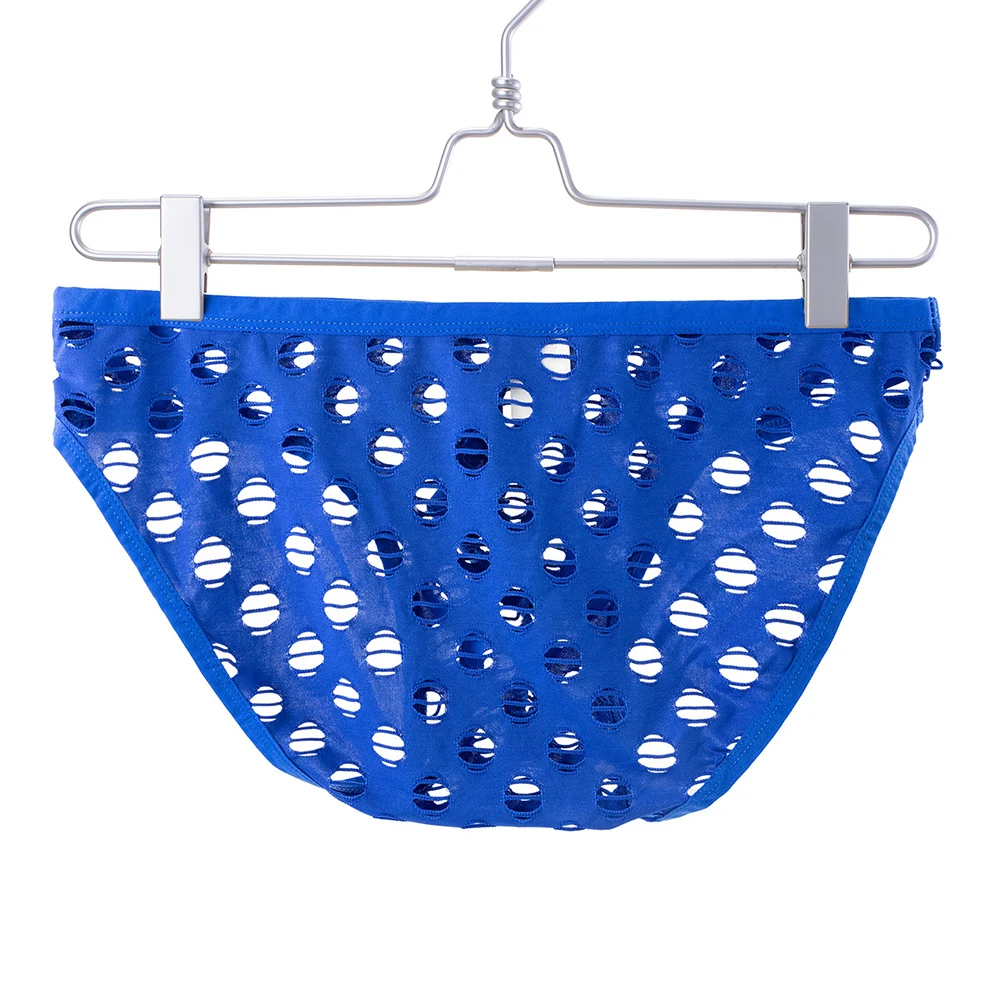 

Men Big Hole Hollow Out Briefs Breathable Mesh Fishnet Sheer Underwear Elastic Solid Color Lingerie Panties