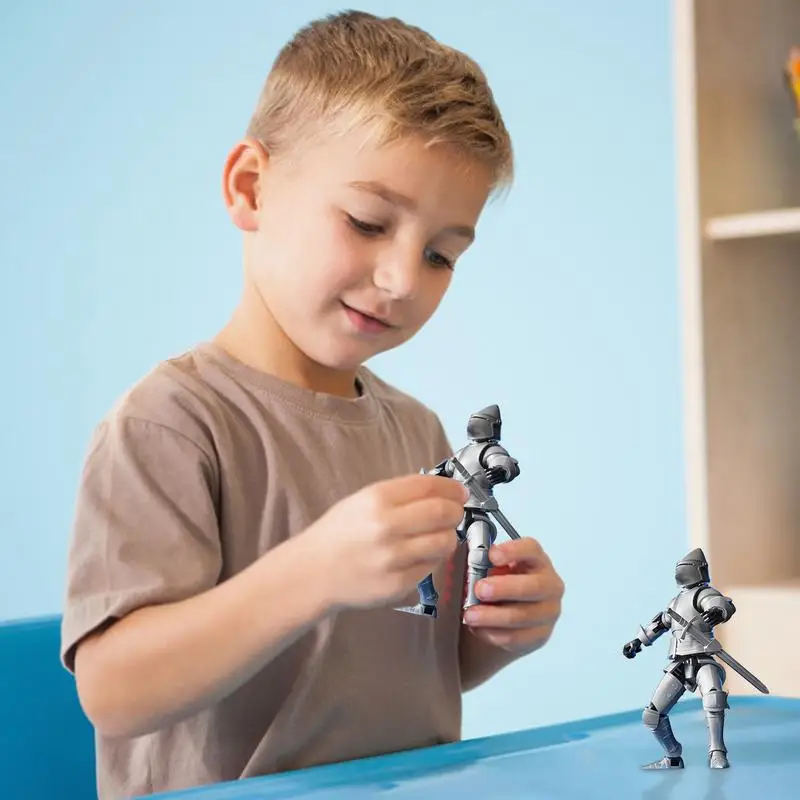 لعبة فارس القرون الوسطى المتحركة شخصيات الحركة الإبداعية القابلة للوضع غرامة ثلاثية الأبعاد مطبوعة فارس القرون الوسطى الشكل الجدول الديكور للأطفال #5