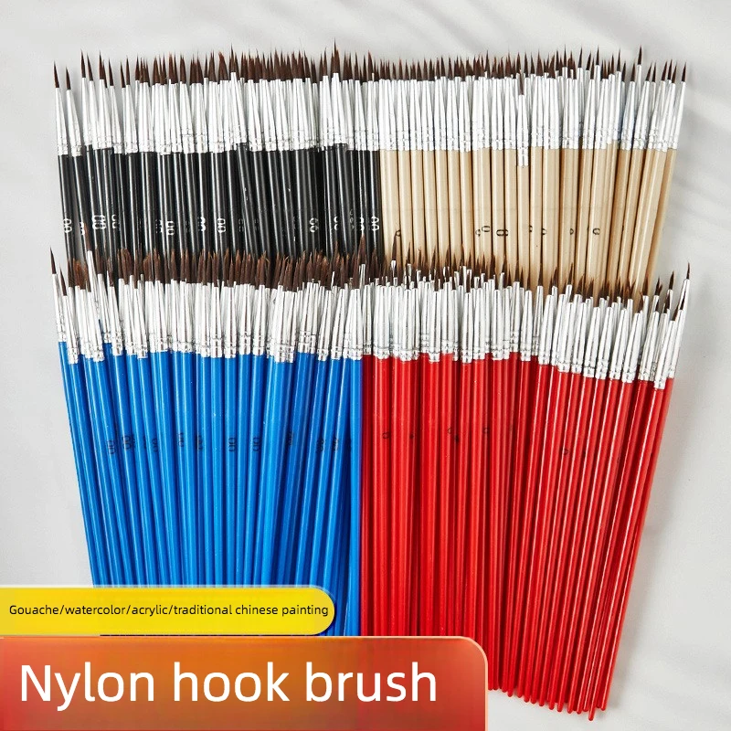 Conjunto de 100 Pincéis de Nylon com Cabo para Pintura Digital a Óleo, Escultura em Gesso, Cerâmica Infantil e Traçado - Material de Arte