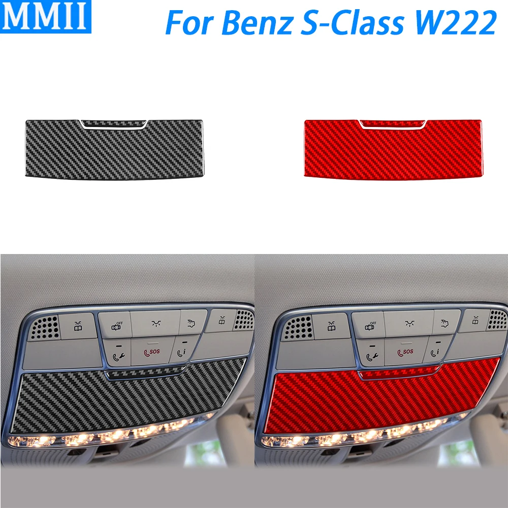 

For Benz S-Class w222 2013-2020 Carbon Fiber Roof Reading Light Panel Cover Trim Car Interior Decoration Accessories Sticker