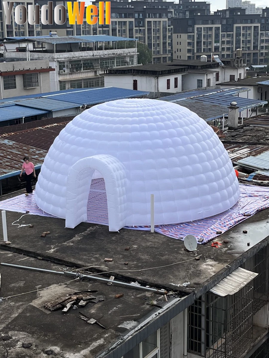 Discount Promotion Customized White Honey Housed Finished Inflatable Dome Tent 8 Meters In Diameter One Door Used For Parties