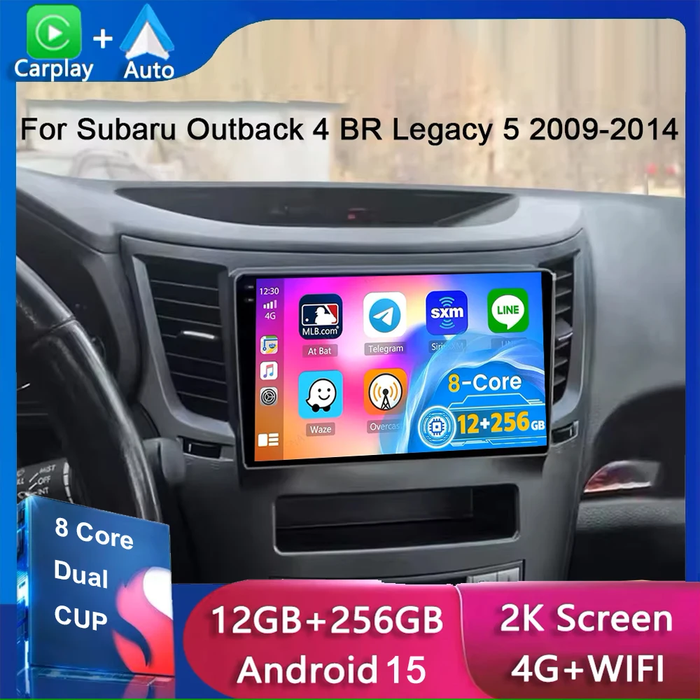 For Subaru Outback 4 BR Legacy 5 2009-2014 LHD 2K QLED Android 15 Car Radio Multimedia Video Player GPS AI Voice CarPlay 4G