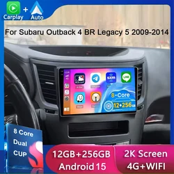 For Subaru Outback 4 BR Legacy 5 2009-2014 LHD 2K QLED Android 15 Car Radio Multimedia Video Player GPS AI Voice CarPlay 4G