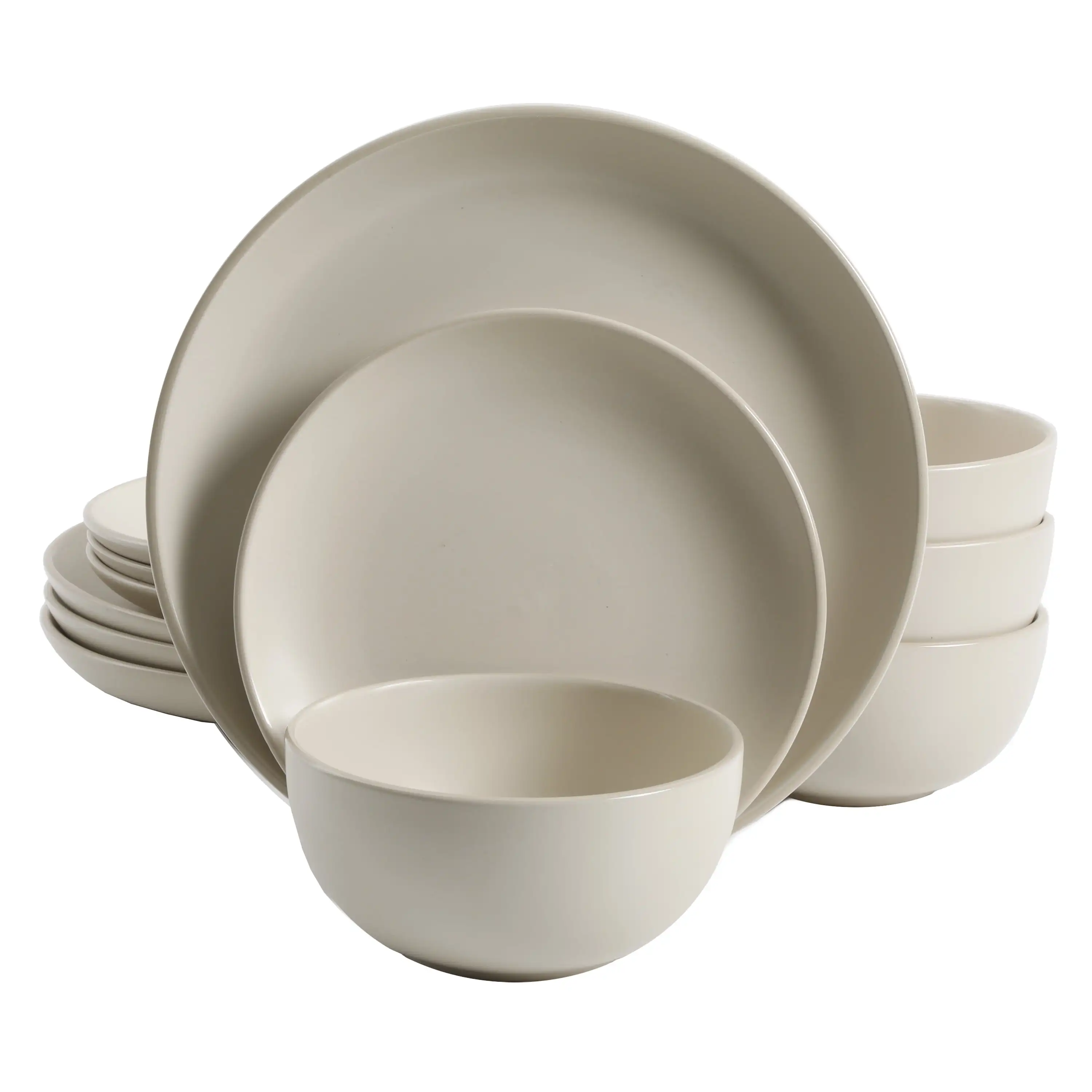

12-Piece Dinnerware Set, Cream，Modern style meets everyday functionality，Includes a full set of tableware for four people