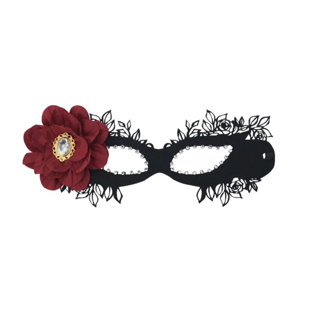 Black Flower Diamond Party Mask Sexy Princess Half Face Mask for Women Girls Dress Themed Makeup Mask Masquerade Costume Prop