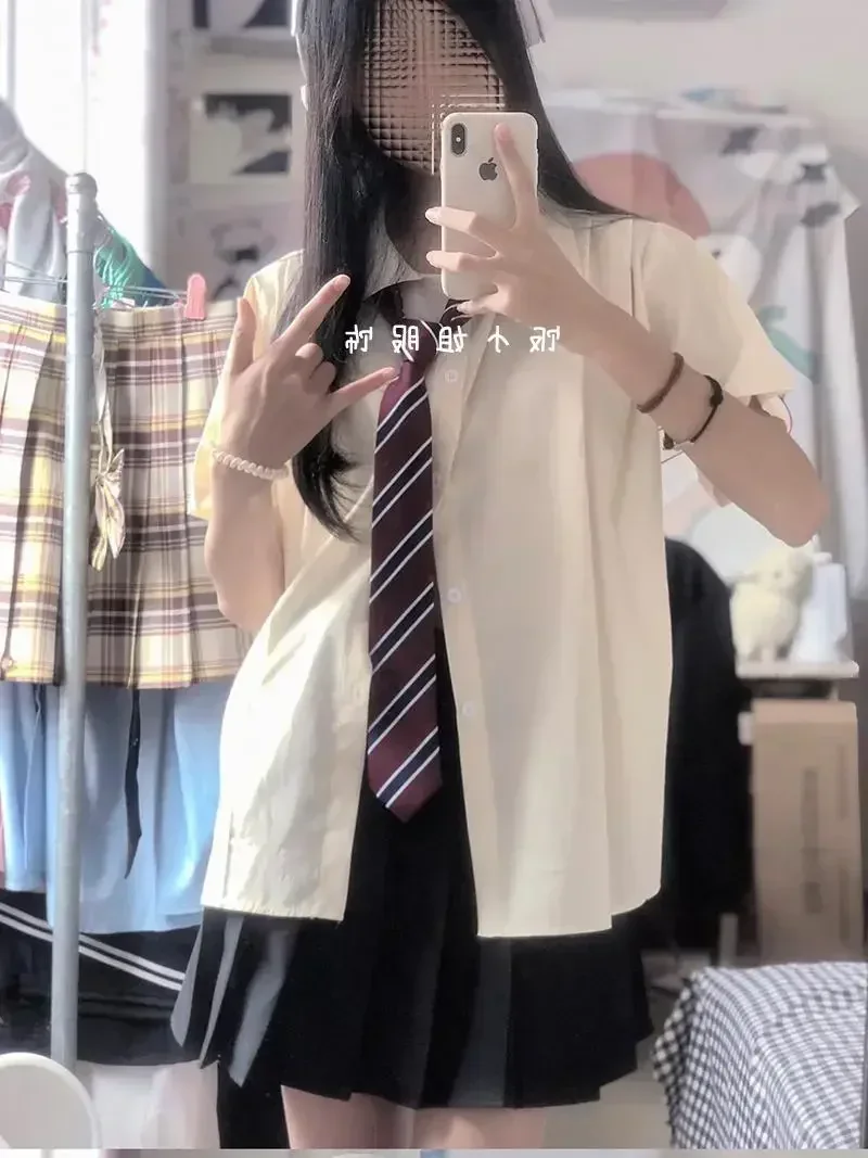 Made in Japan School Supply Design Sense Jk Uniform Shirts Women Preppy All-Matching Basic Top Pleated Skirt Two-piece Suit