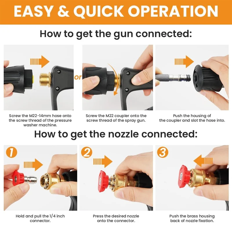 High Pressure Washer Gun with M22 14MM Hose Interface and Adapter with 5 Spray Nozzle Tips For Karcher/Bosch/Lavor view 4