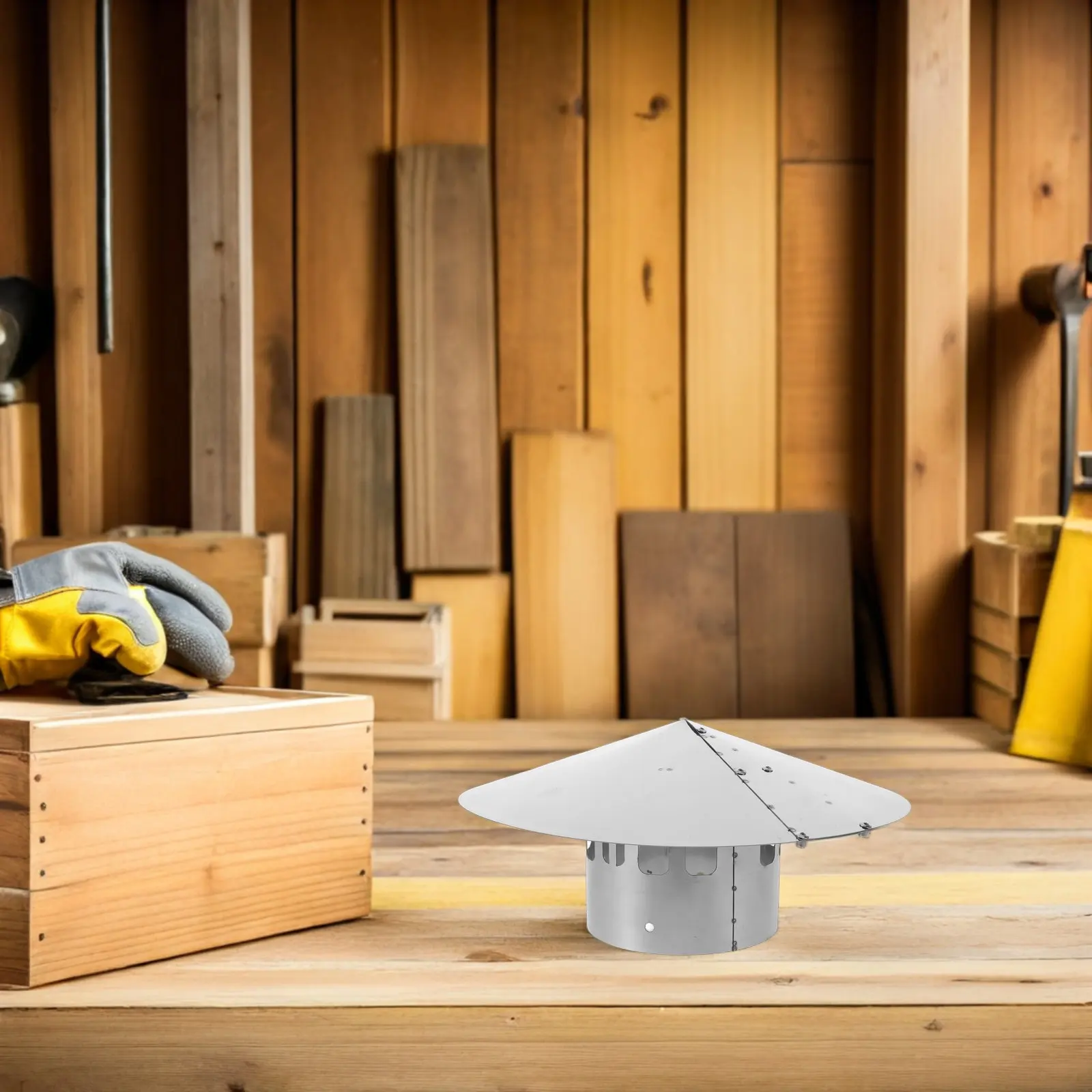 Stainless Steel Round Chimney Cap 4.5 Rainproof Cone Top Chimney Pipe Cover Roof Vent Cap Fireplace Exhaust Outdoor Use