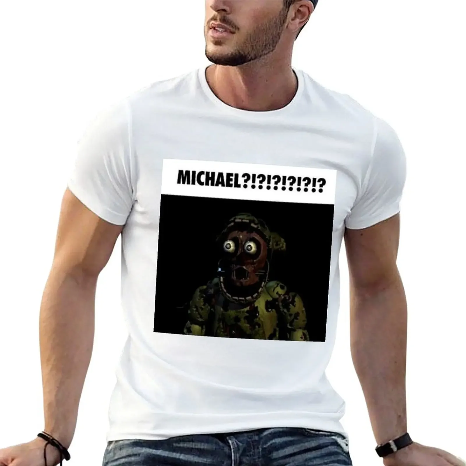 

Футболка Springtrap Micheal с принтом животных для мальчиков, заготовки, футболки для мужчин