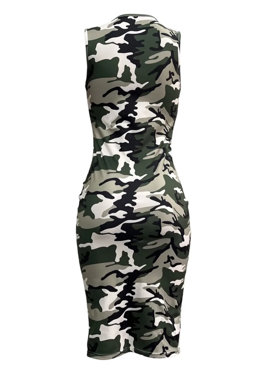 LW SXY Camo Print Bodycon Cami Dress donna abiti estivi Camo Pattern senza maniche girocollo Daily Midi abiti al polpaccio