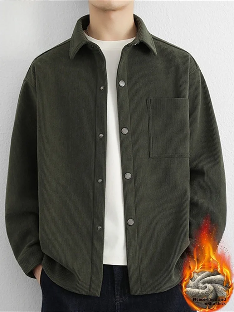 

Corduroy Long Sve irt Men's Thiened Winter New Casual irt Jaet Youth ular Spring Outerwear for Men