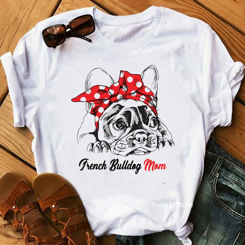 

2024 new yorkie/French bulldog mom print tshirt women dog lover tee shirt femme summer top female t-shirt camisetas mujer tshirt