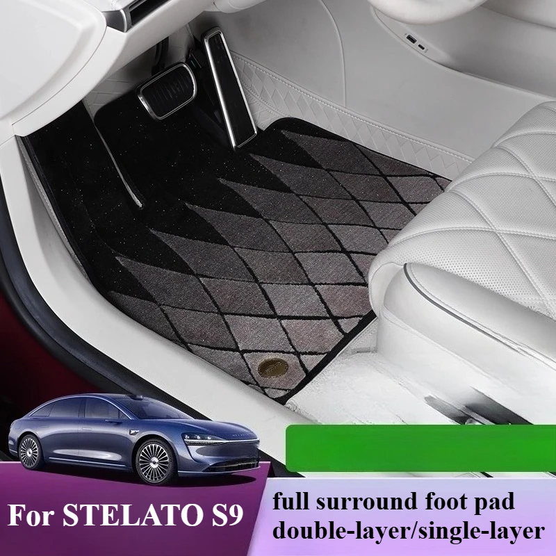 For STELATO S9 2024 2025 Car Floor Mats Full Surrounded Soft Leather + Blanket Foot Carpets Wear-resistant Interior Accessories